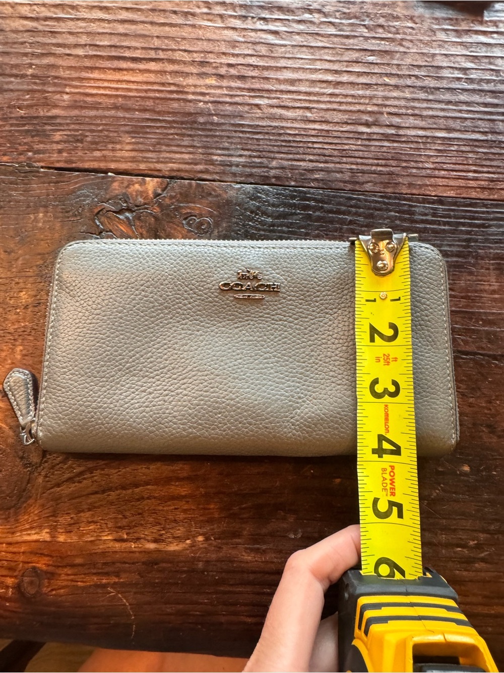 Coach Leather Zip Around Wallet Taupe Gray Pebbled Leather Long Wallet - Picture 7 of 8